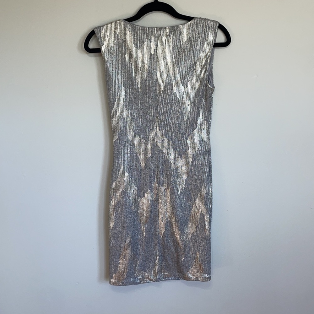 White House Black Market Metallic Cowl Neck Cocktail Dress - Picture 2 of 6